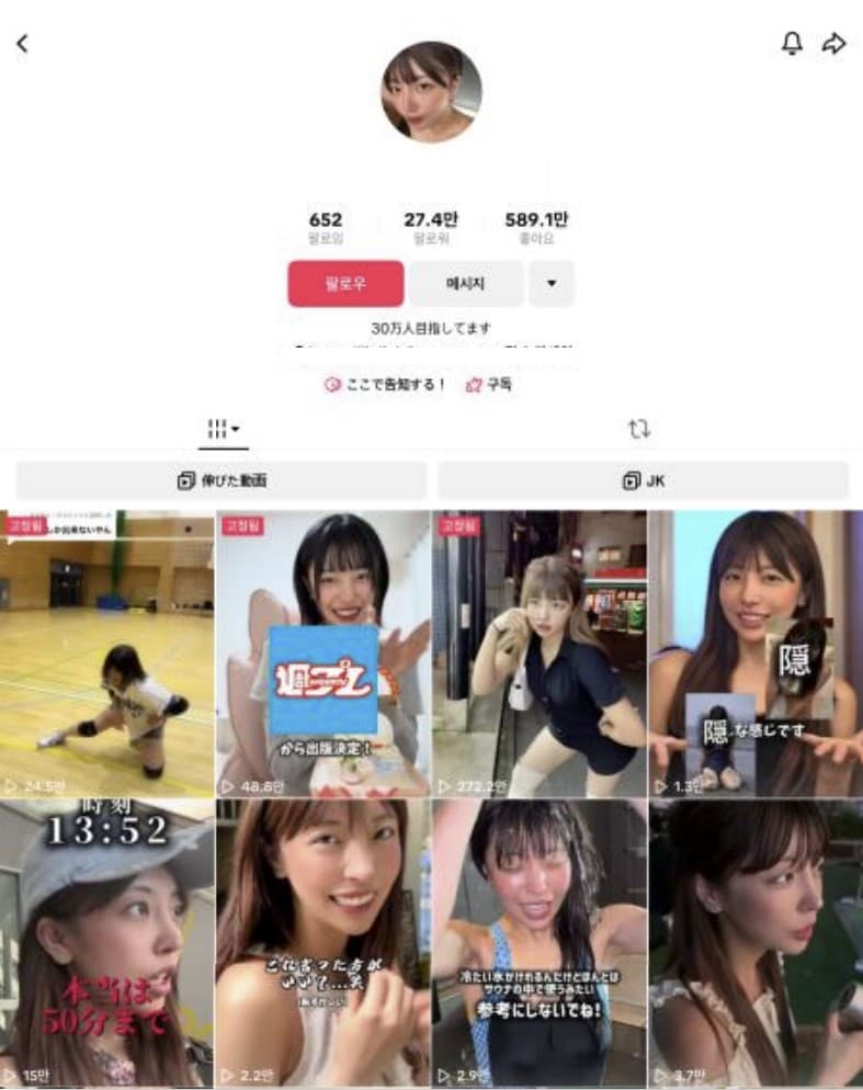 틱톡 전속 인플루언서 계정